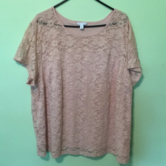 Boutique + Tops - Boutique + Short Sleeve Lace Blouse